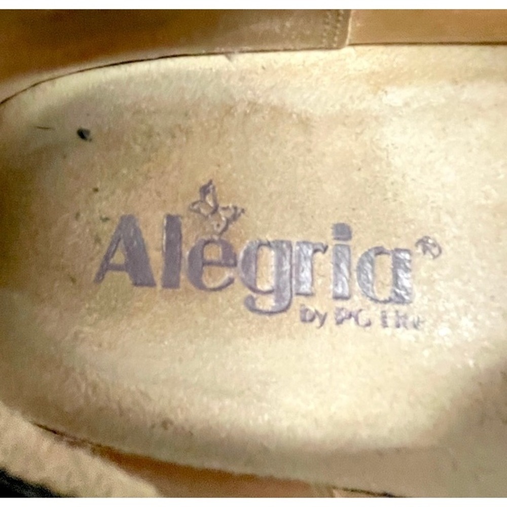 Allegria Mary Jane Shoes Black Embossed Leather Comfort Strap Size EU40 US9 - Picture 3 of 8